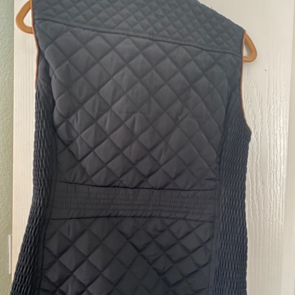 Black Quilted Vest with Tan Trim - Picture 2 of 13